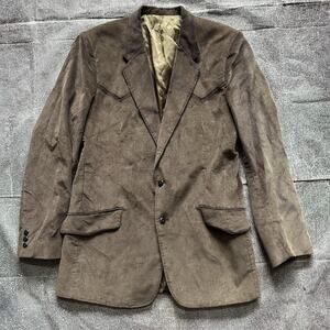 Men's Vintage 80's Lee Western Wear Brown Corduroy Sports Coat Suit Jacket Sz 46